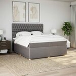 vidaXL Sommier à lattes de lit avec matelas Taupe 200x200 cm Tissu