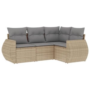vidaXL Salon de jardin avec coussins 4 Pièces beige résine tressée