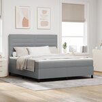 vidaXL Lit à ressorts avec matelas et lumière LED en gris clair  180 x 200 cm en tissu