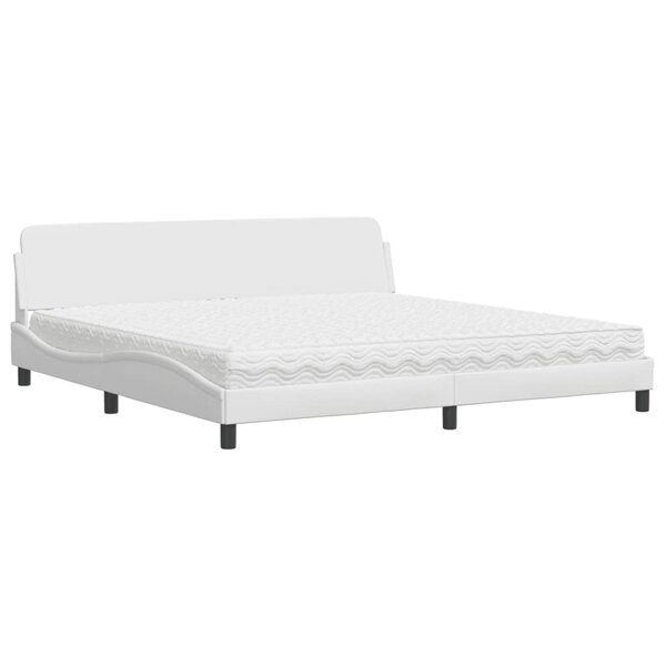 vidaXL Lit avec matelas Dover blanc 200x200 cm similicuir