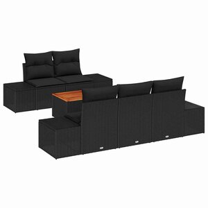 vidaXL Ensemble de canapé de jardin avec coussin 6 Pièces Noir Poly rotin