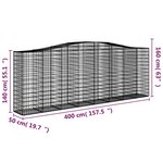 vidaXL Paniers à gabions arqués 3 Pièces 400x50x140/160 cm Fer galvanisé
