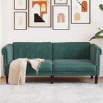 vidaXL Canapé 2 places vert foncé velours