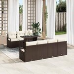 vidaXL Ensemble de canapé de jardin avec coussin 8 Pièces Marron et crème