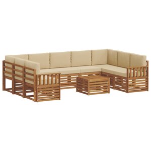 vidaXL Ensembles de canapés avec coussin 10 Pièces Naturel et Beige