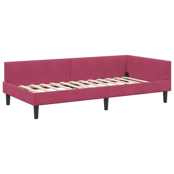 vidaXL Cadre de lit d'angle Rouge bordeaux 100 x 200 cm