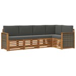 vidaXL Ensemble de canapés d'extérieur 4 pc Naturel et Anthracite