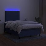 vidaXL Sommier à lattes de lit matelas et LED bleu 120x190 cm tissu