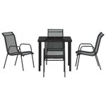 vidaXL Ensemble de salle à manger pour jardin 5 Pièces Noir