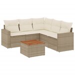 vidaXL Salon de jardin avec coussins 6 Pièces beige résine tressée