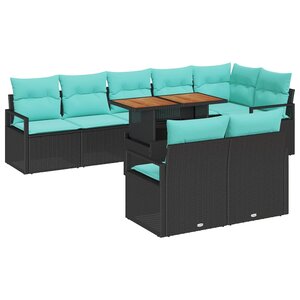 vidaXL Ensemble de salle à manger pour jardin 9 Pièces Noir et Sarcelle