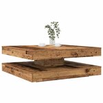 vidaXL Table basse rotative à 360 degrés vieux bois 90x90x34 5 cm