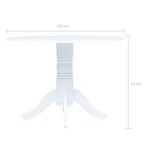 vidaXL Table à manger Blanc 106 cm Bois d'hévéa massif
