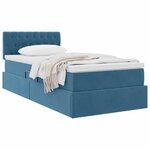 vidaXL Lit de Rangement avec matelas Bleu foncé 100 x 200 cm Velours