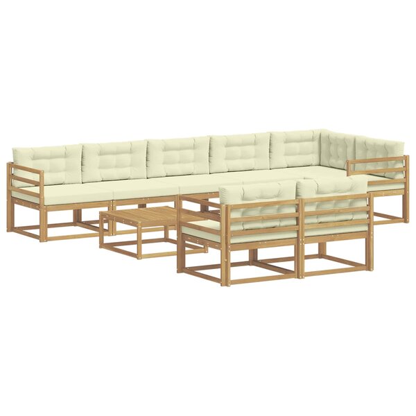 vidaXL Ensemble de canapés d'extérieur 9 Pièces Blanc et crème