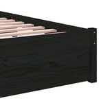vidaXL Cadre de lit sans matelas noir bois massif 90x190 cm