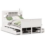 vidaXL Lit bibliothèque sans matelas blanc 135x190 cm bois pin massif