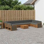 vidaXL Ensembles de canapés avec coussin 11 Pièces Bois d'Acacia Massif