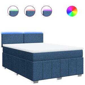 vidaXL Sommier à lattes de lit avec matelas Bleu 140x190 cm Tissu