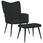 vidaXL Chaise de relaxation avec tabouret Noir Tissu