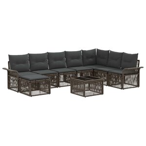 vidaXL Ensemble de canapé de jardin 9 pc Gris polyrotin