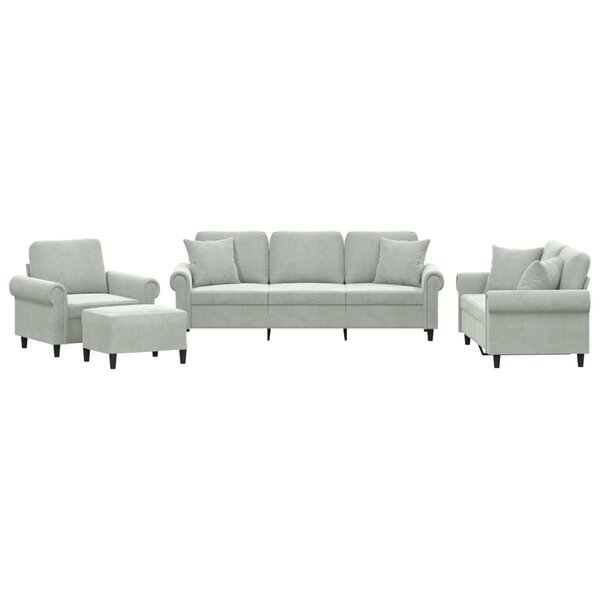 vidaXL Ensemble de canapés 4 Pièces avec coussins gris clair velours