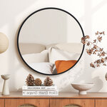 Miroir rond 61 cm miroir mural avec cadre en métal mat brossé antirouille pour décoration minimaliste moderne noir 20_0008926