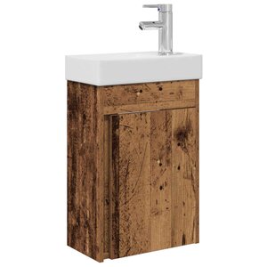 vidaXL Meuble de salle de bain avec robinet Bois ancien