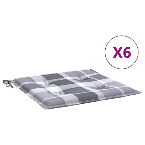 vidaXL Coussins de chaise de jardin 6 Pièces carreaux gris 50x50x3 cm