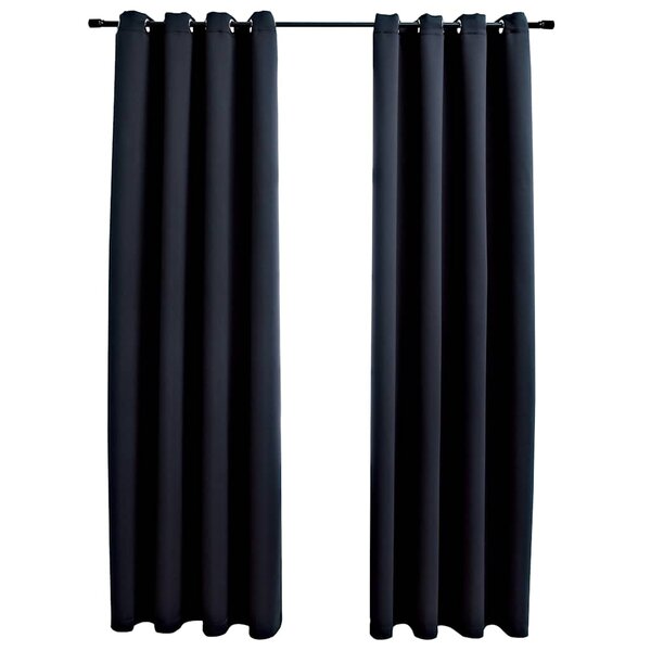 vidaXL Rideaux occultants avec anneaux en métal 2 Pièces Noir 140x245 cm