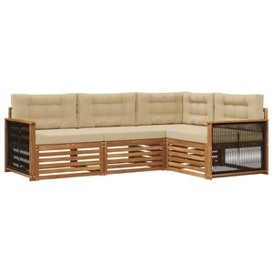 vidaXL Ensemble de canapés d'extérieur 4 Pièces Naturel et Beige