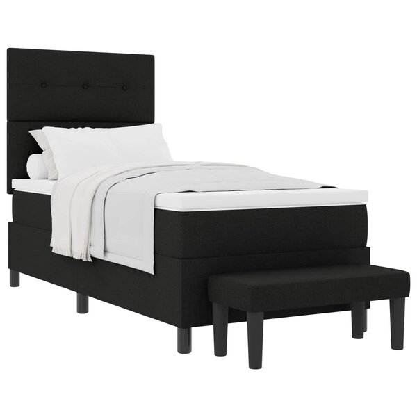 vidaXL Lit à ressorts avec tête de lit Noir 90 x 190 cm tissu