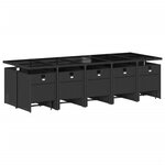 vidaXL Ensemble à manger de jardin 15 Pièces coussins noir résine tressée