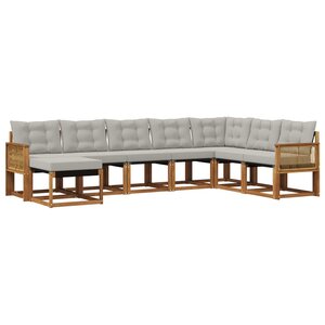 vidaXL Ensemble de canapés d'extérieur 8 Pièces Naturel et gris clair