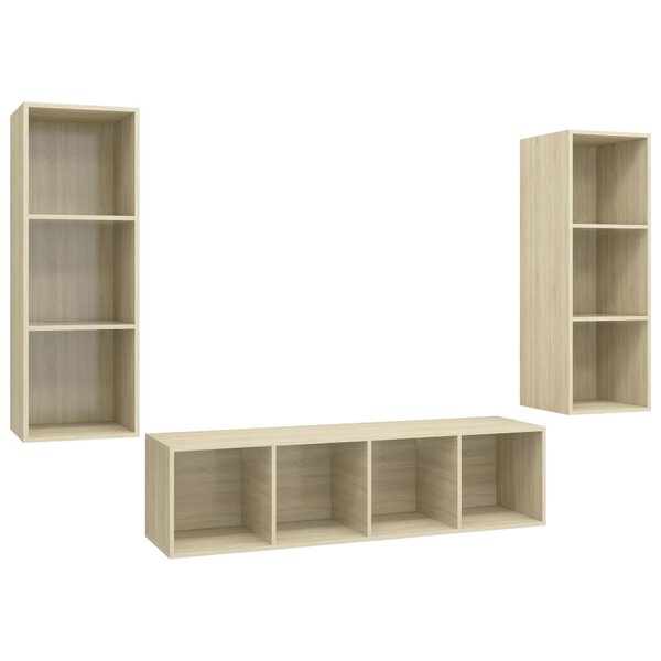 vidaXL Ensemble de meubles TV 3 Pièces Chêne sonoma Bois d'ingénierie