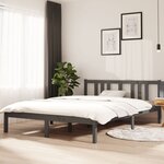 vidaXL Cadre de lit Gris Bois massif 140x200 cm