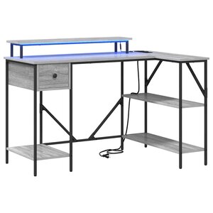 vidaXL Bureau Gris Sonoma 120 x 79 x 86 5 cm Bois d'ingénierie