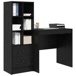 vidaXL Bureau avec tiroir avec étagère avec stockage 2 Pièces Chêne noir