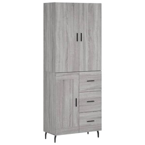 vidaXL Buffet haut Sonoma gris 69 5x34x180 cm Bois d'ingénierie