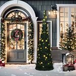 vidaXL Sapin de Noël artificiel pré-éclairé avec guirlandes vert 210cm