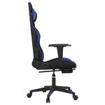 vidaXL Chaise de jeu avec repose-pied Noir et bleu Similicuir