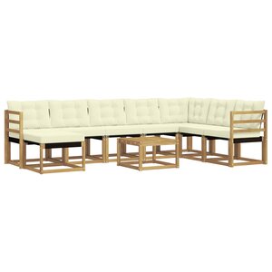 vidaXL Ensemble de canapés d'extérieur 9 pc Blanc et crème