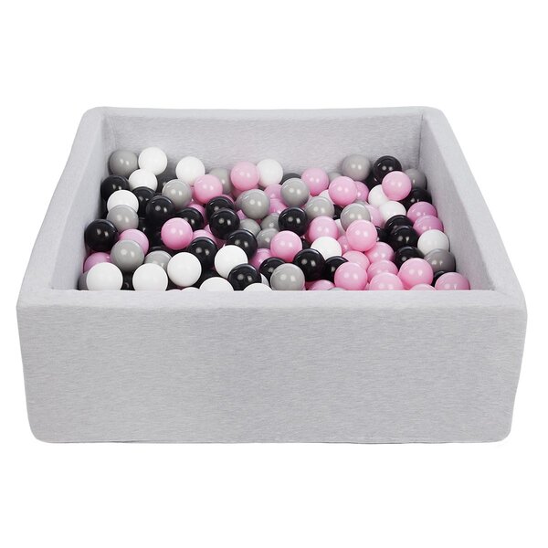 Piscine à balles pour enfant  90x90 cm  Aire de jeu + 200 balles noir  blanc  rose clair gris