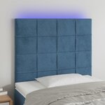 vidaXL Tête de lit à LED Bleu foncé 80x5x118/128 cm Velours