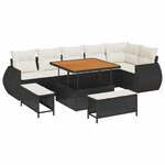 vidaXL Ensemble de canapé de jardin avec coussin 9 Pièces Noir et crème