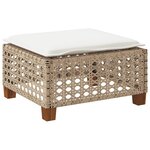 vidaXL Tabouret de jardin et coussin beige 63 5x56x32cm résine tressée
