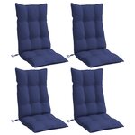 vidaXL Coussins de chaise à dossier haut lot de 4 bleu marine