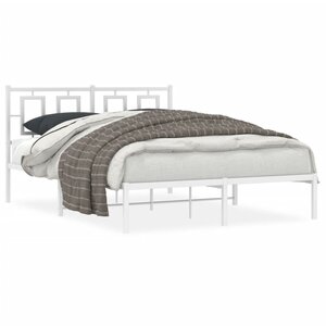 vidaXL Cadre de lit métal avec tête de lit blanc 140x190 cm