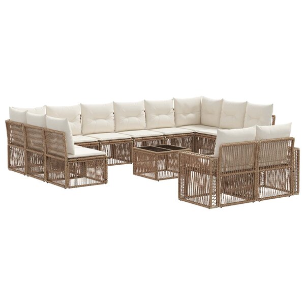 vidaXL Ensemble de canapé de jardin 13 Pièces Beige et blanc crème