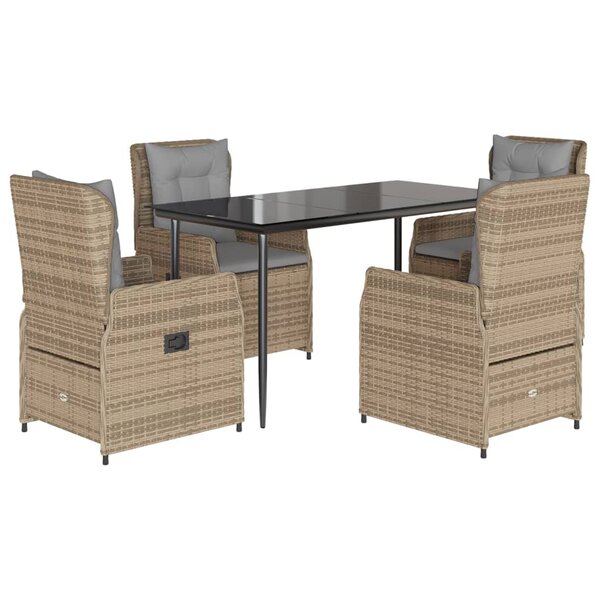 vidaXL Ensemble à manger de jardin avec coussins 5Pièces Beige poly rotin